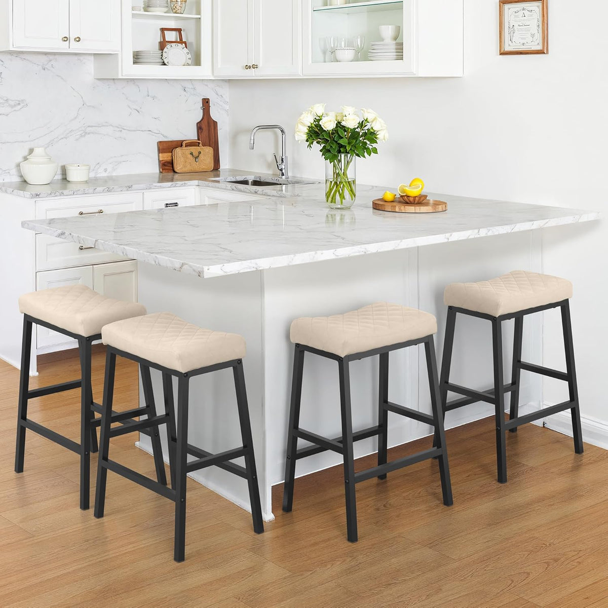 counter height bar stools set of 3, saddle showing dimensions