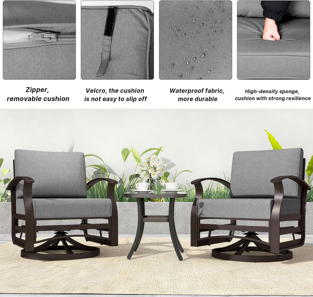 Kurapika 3 Pieces Patio Furniture Set, Outdoor Aluminum Rocking Chair, Patio ...