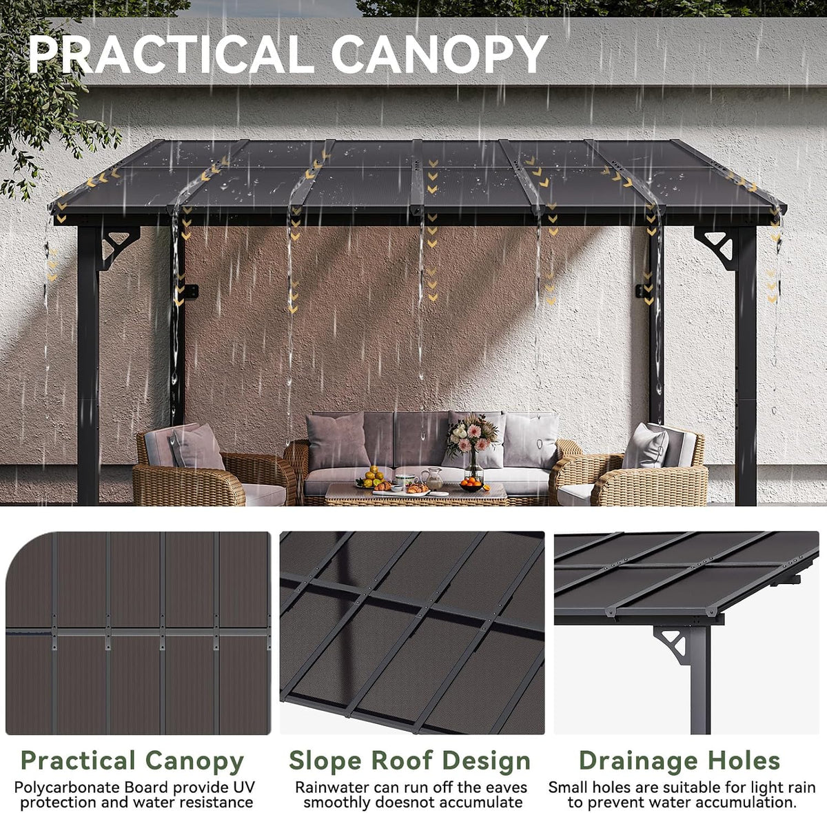 Aoxun 12’x10’ Gazebo for Patio, Gazebo Pergola with Sloped Roof, Black