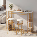 COSTWAY Bar Table Set for 2 with Storage Shelves, Bar Height Dining Set