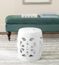 Safavieh Stencil Blossom Ceramic Decorative Garden Stool, Antique White