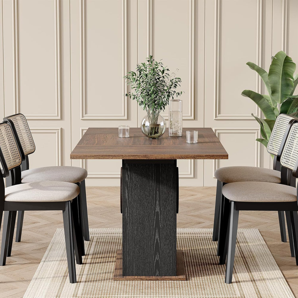 LITTLE TREE Rectangle Dining Table, Modern Kitchen Table Set for 6, Wooden Fu...