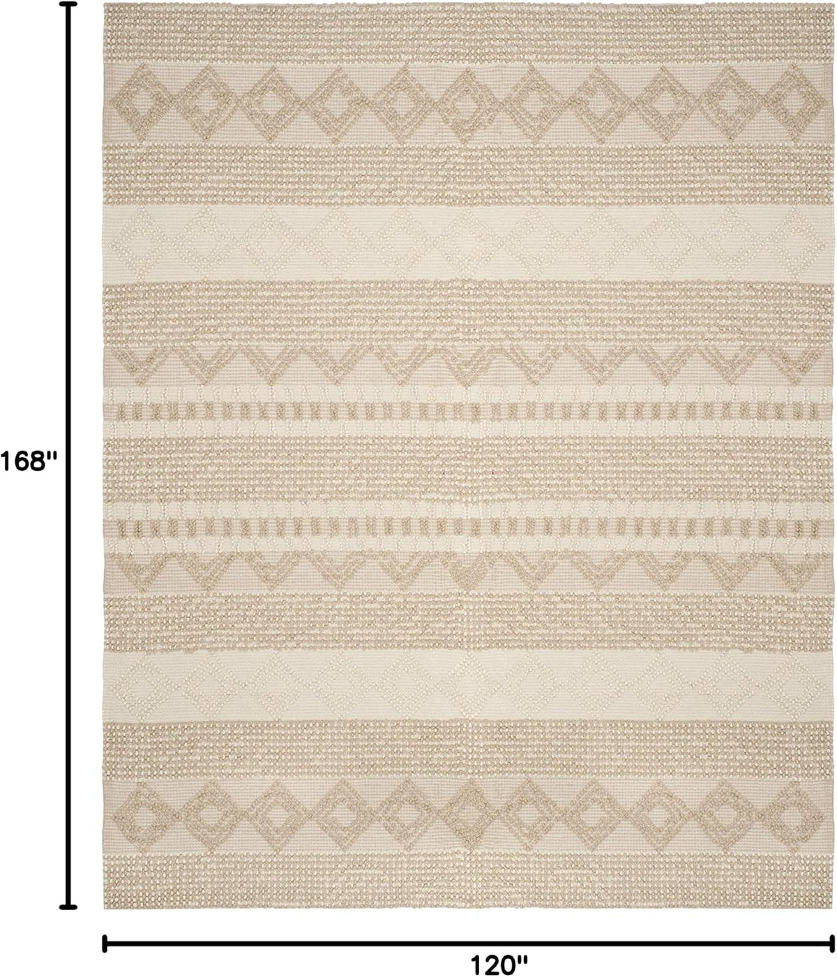 SAFAVIEH Natura Collection Area Rug - 10' x 14', Beige & Ivory, Handmade Moroccan Boho Tribal Wool & Cotton, Ideal for High Traffic Areas in Living Room, Bedroom (NAT102B)