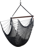 Large Caribbean Hammock Chair - 48 Inch - Polyester - Hanging Chair - Black