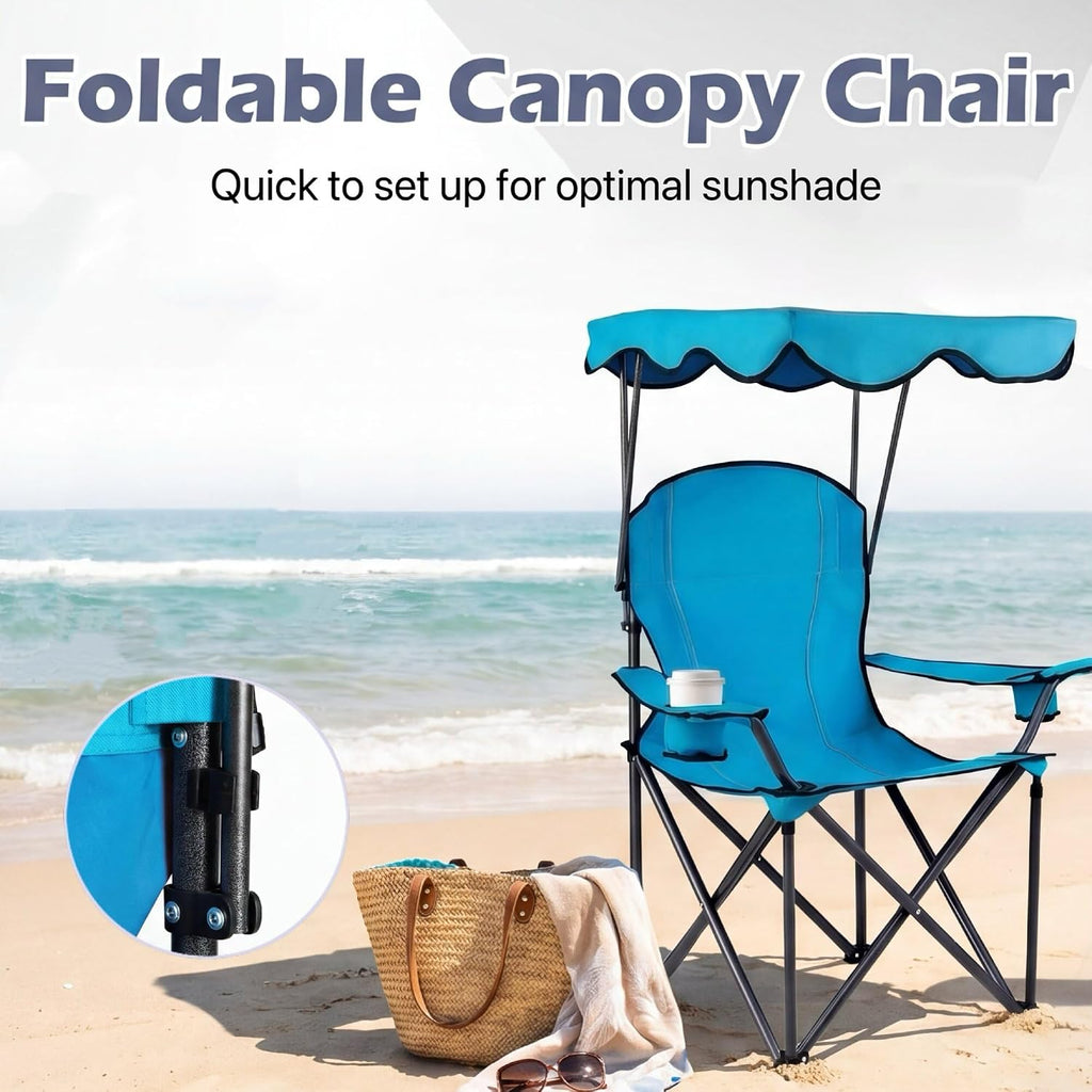 gymax camping chair, folding outdoor lawn chair with showing dimensions
