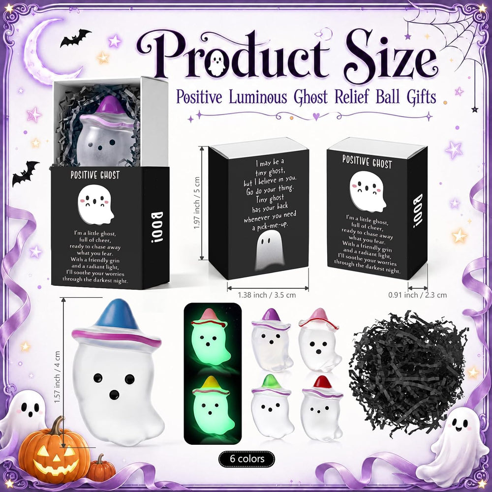 100 Sets Halloween Positive Gifts Luminous Ghost Desk Decor Trinkets, Clear