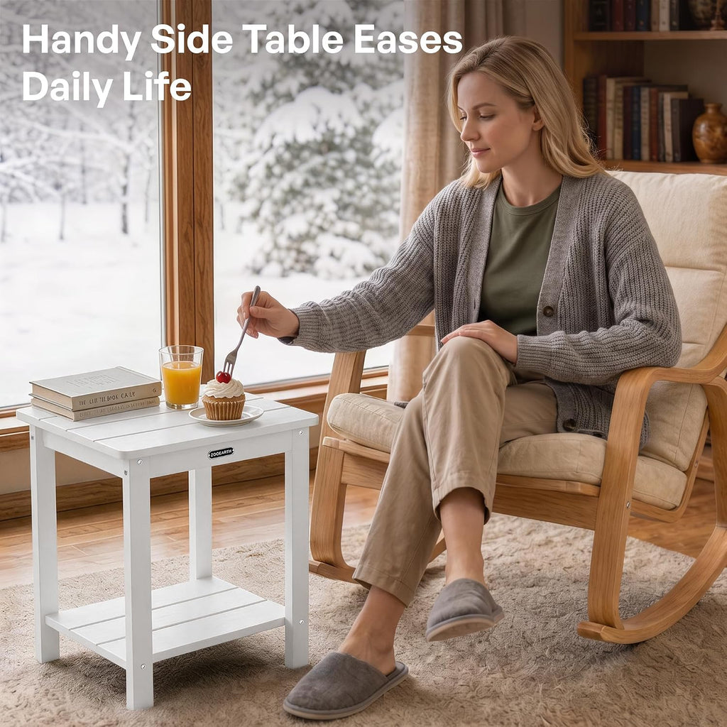 adirondack square outdoor side table, 2-tier storage patio, close-up detail