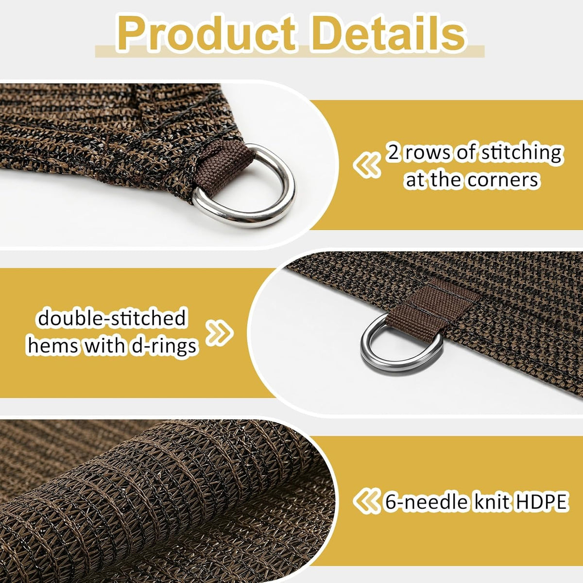 Shade&Beyond 90% Sun Shade Cloth with D-Rings & Reinforced Corner Webbing, 6' x 10' UV Block Outdoor Pergola Shade Cover, Breathable Shade Fabric for for Patio, Backyard, Deck, Garden, Mocha