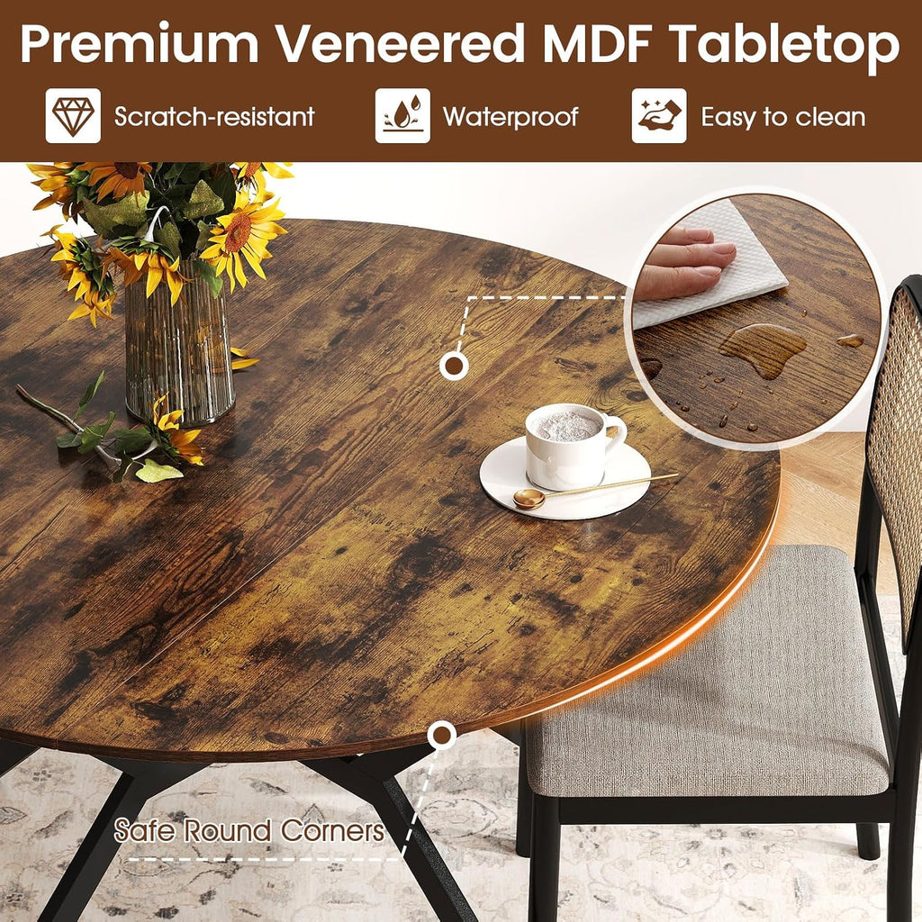 GIANTEX Folding Dining Table for 4, 47" Round Kitchen Table for Small Space