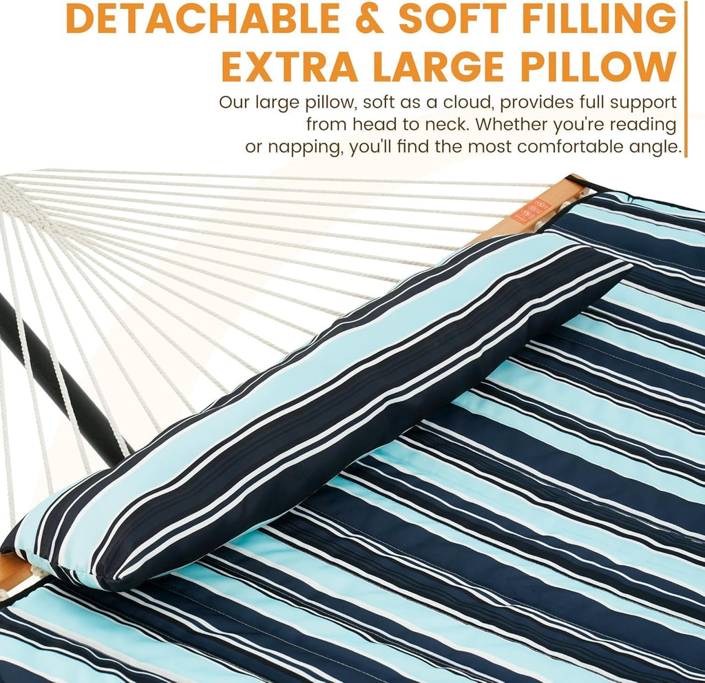 Lazy Daze Double Hammock Pad and Pillow Set for Spreader Bar Rope Hammock
