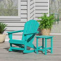 WestinTrends Malibu Outdoor Patio Rocking Adirondack Chairs with Side Table Set, Turquoise