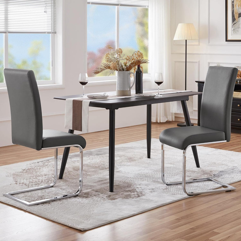 Yaheetech Dining Chairs Set of 2 High Back Modern Kitchen Chairs Dark Gray