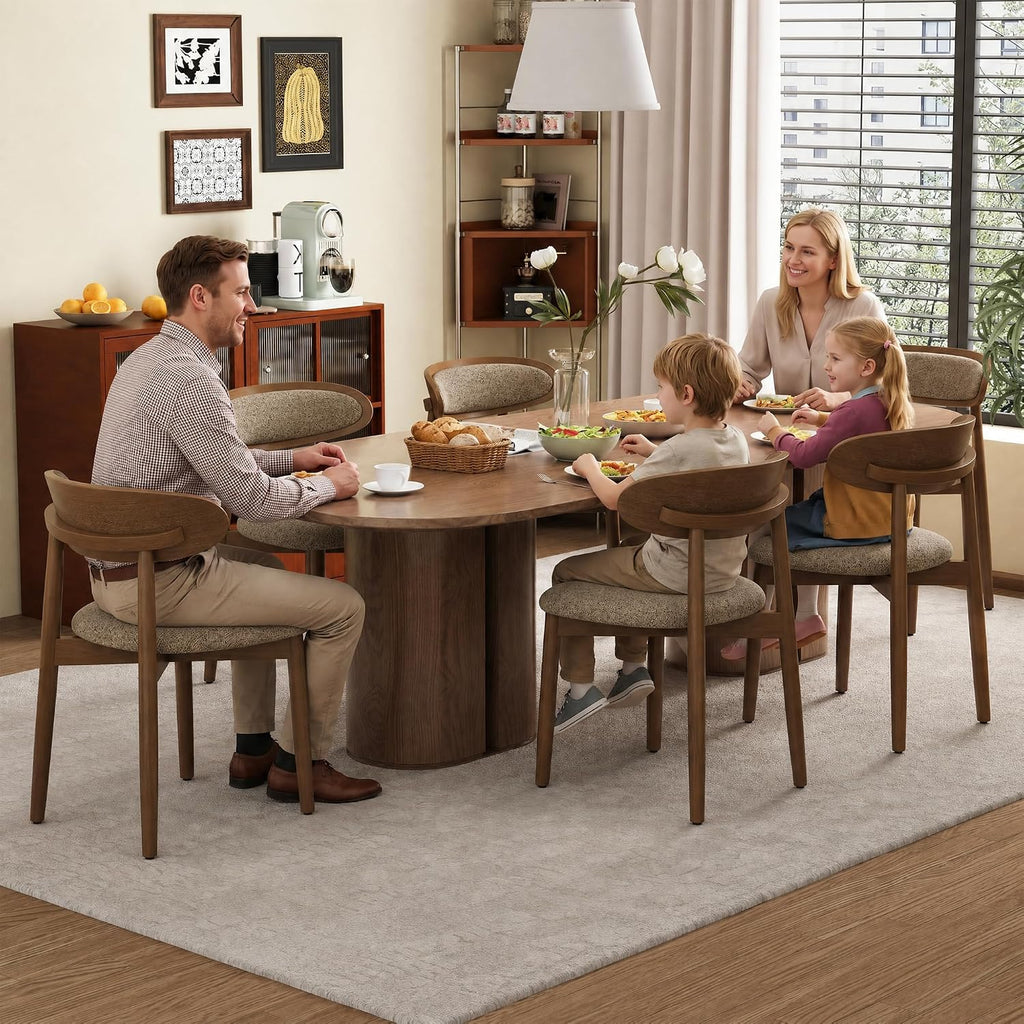 Dining Chairs Set of 6, Upholstered Dining Room Chairs with Solid Wood Legs