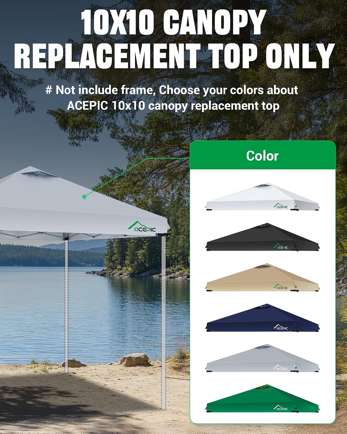 acepic upgraded 10x10 canopy replacement top with air on a desk or shelf