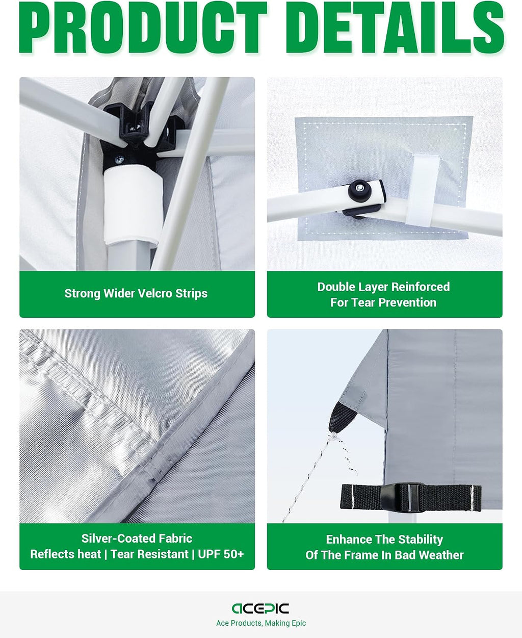 acepic upgraded 10x10 canopy replacement top with air, package contents
