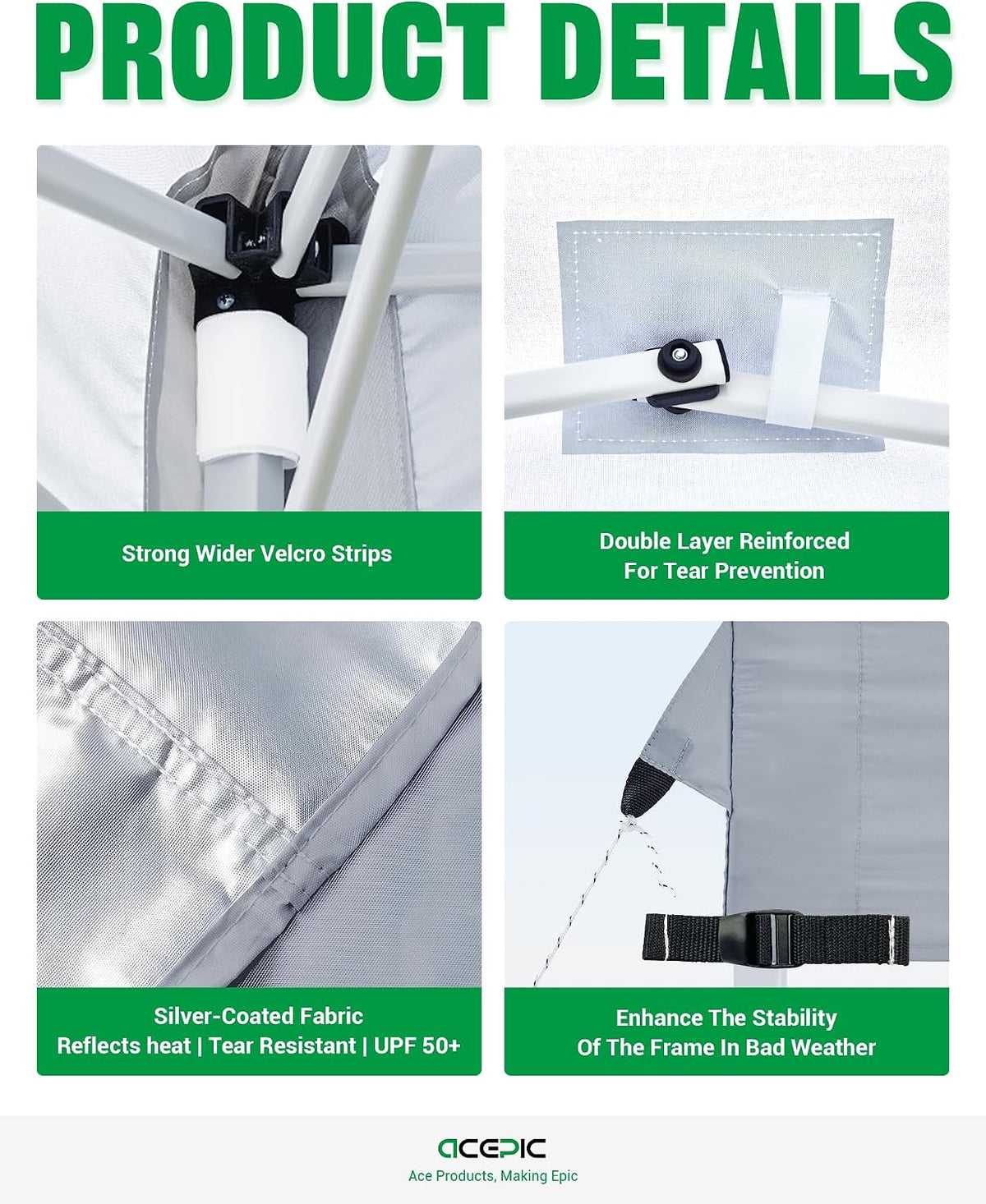 acepic upgraded 10x10 canopy replacement top with air, package contents