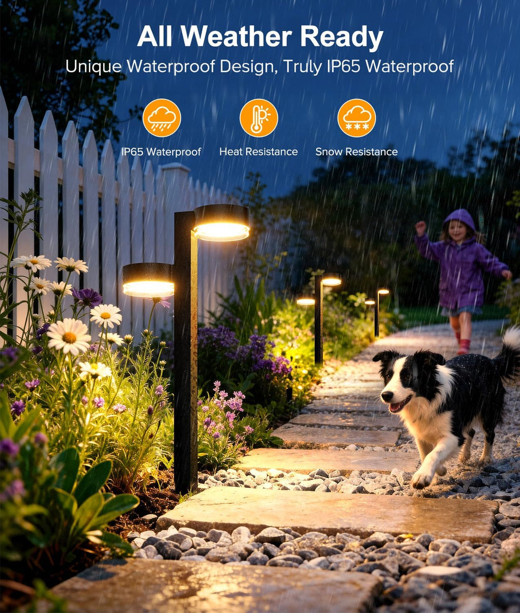 Bright Solar Pathway Lights Outdoor, 6 Pack with 144 LEDs Garden Lights Solar Powered Path Lights Up to 15 Hrs, Auto On/Off Waterproof Outdoor Solar Light for Yard Walkway Driveway Patio Lawn