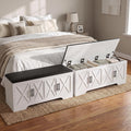 DreamDashio Storage Bench with Cushion, 47.2" End of Bed Storage Bench with Lift Top, Window Bench Seat with Storage for Bedroom, Mudroom, Entryway, Living Room & Hallway, White
