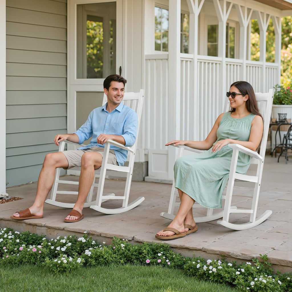 flamaker acacia wood porch rocking chairs set of, close-up detail