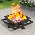 36 Inch Fire Pit for Outside, Outdoor Wood Burning Firepit with Poker, Heavy Duty Fire Pit for Camping, Backyard, Patio