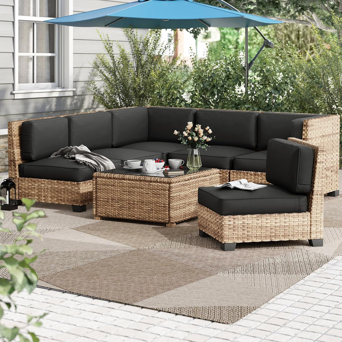 Replacement Cushions for Patio Furniture, 14-Piece Outdoor Cushions (Grey)