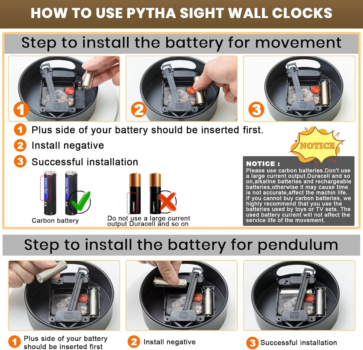 Pytha Sight 30.7×20 Inch Large Modern Decorative Walnut Pendulum Wall Clock