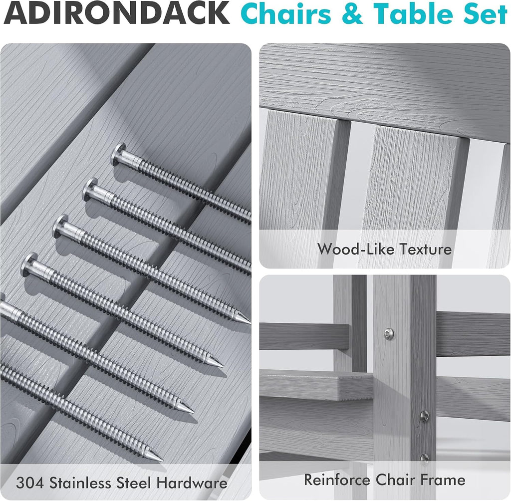 PatioPerk 2-Piece Adirondack Bar Chairs Set for Outdoor Use