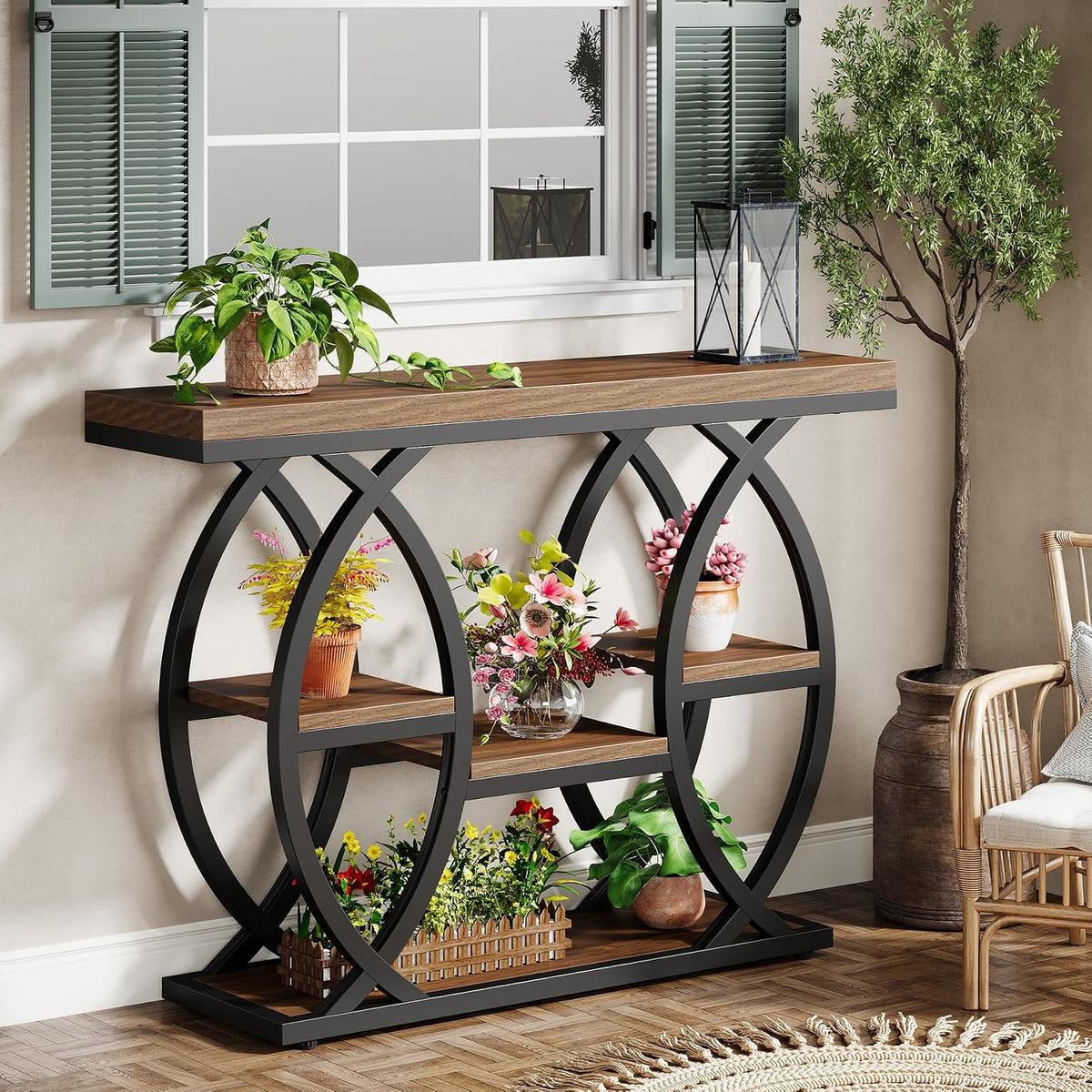 Tribesigns 39.4" Console Table, Sofa Table, Accent Tables, Rustic Brown