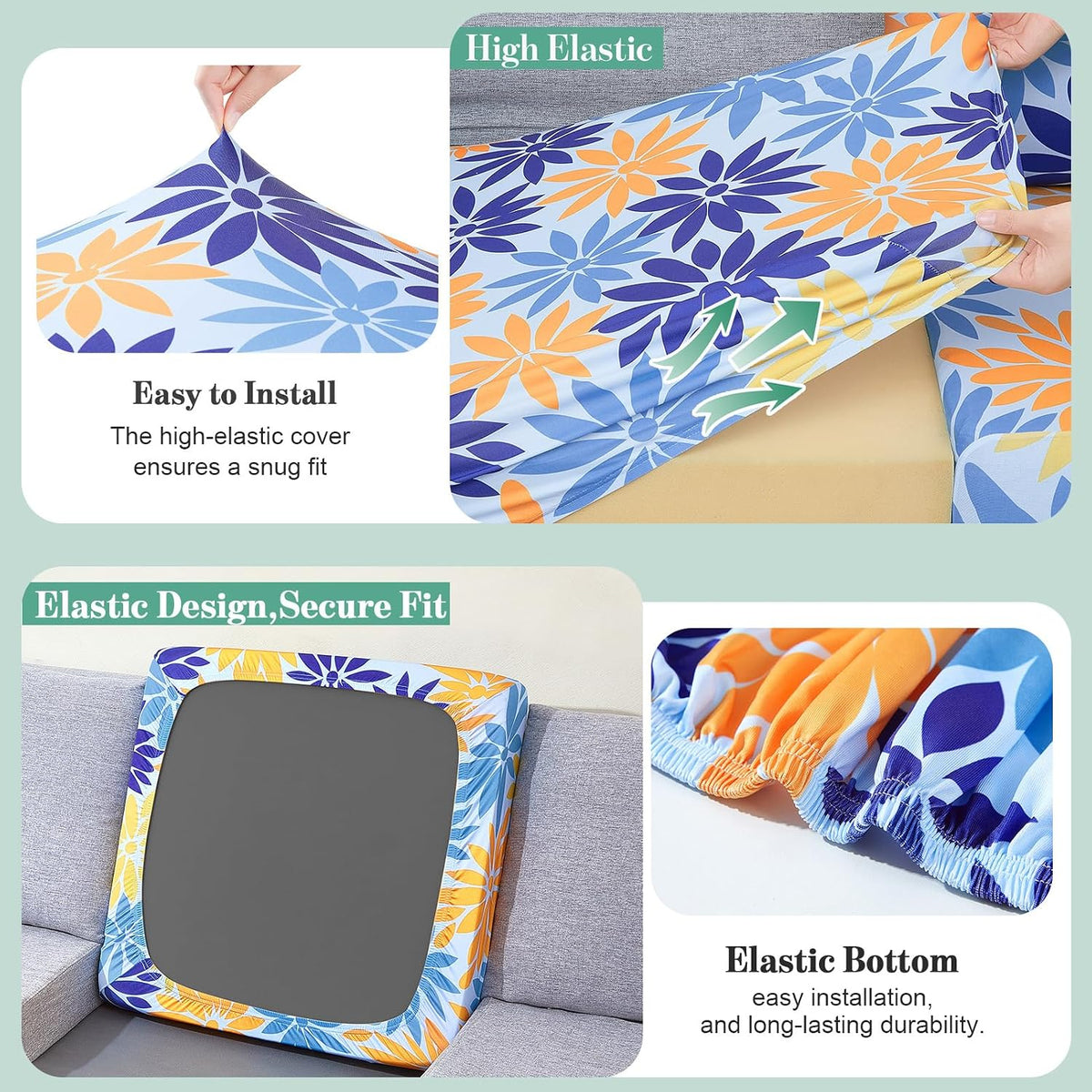 8Pcs Patio Cushion Covers Stretch Outdoor Furniture Protector Slipcovers