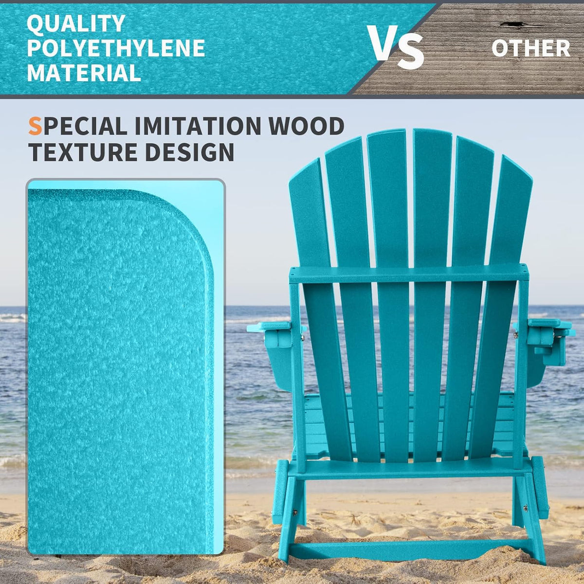 FUNBERRY Oversized Adirondack Folding Chair, Fire Pit Chairs 400LBS