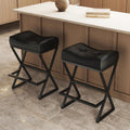 Counter Height Bar Stools Set of 2, Backless 26" Saddle Barstools, Black
