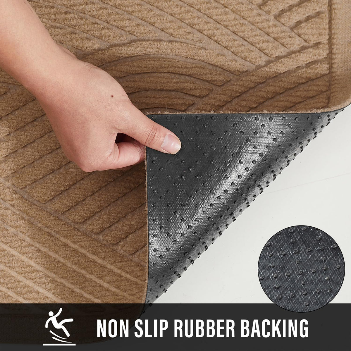HIYARD Sturdy Front Door Mat, Absorbent Muddy Dirt Resist Welcome Door Mats Outdoor Indoor, Stain and Fade Resistant, Non-Slip Backing Entry Mat Low Profile Doormat for Entryway, 60×36, Beige