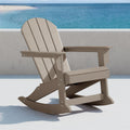 HDPE Laguna Outdoor Rocking Poly Adirondack Chair, Weathered Wood