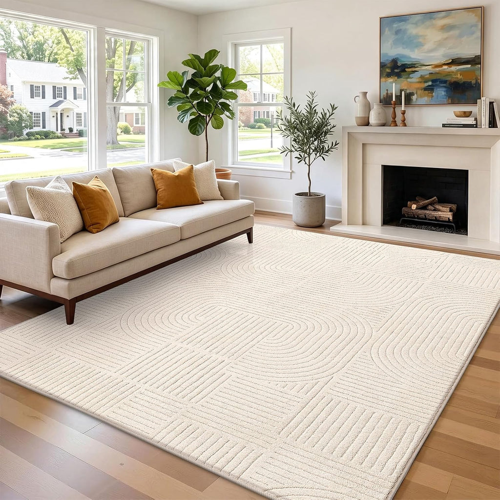 HEBE 5'x7' Area Rugs for Living Room,Washable Non Slip Textured Bedroom Rug