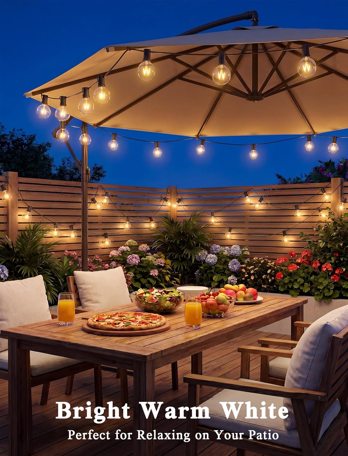 abeja 50ft g40 globe string lights, outdoor patio, package contents