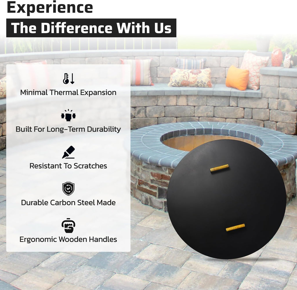 FEBTECH - 35" Round Fire Pit Cover Lid - Fits 32" Fire Pit Fireplace Lid