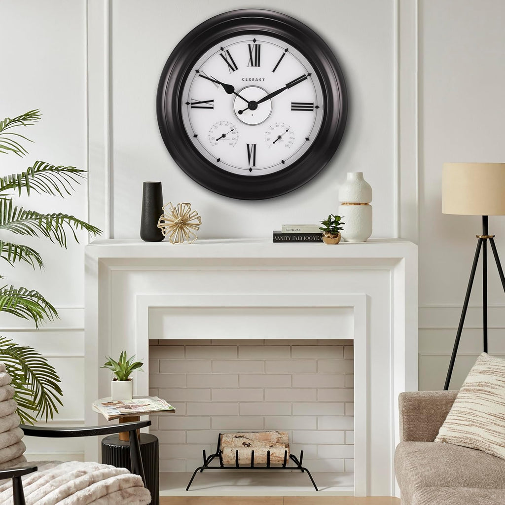 CLXEAST 24 Inch Large Illuminated Outdoor Clocks Waterproof