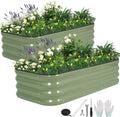 3 in 1 Galvanized Raised Garden Bed, 4x2x1ft, 2Pack, Green