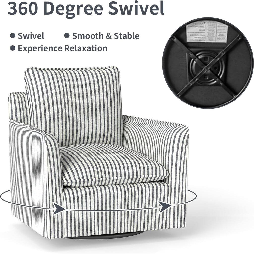INZOY Swivel Accent Chair Set of 2, Upholstered Square Chair, Swivel Barrel Reading Chair with Thick Padded Backrest Cushion for Living Room Bedroom Small Space, Blue
