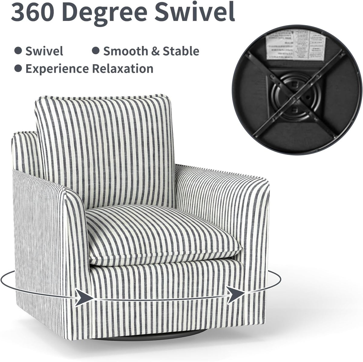 INZOY Swivel Accent Chair Set of 2, Upholstered Square Chair, Swivel Barrel Reading Chair with Thick Padded Backrest Cushion for Living Room Bedroom Small Space, Blue