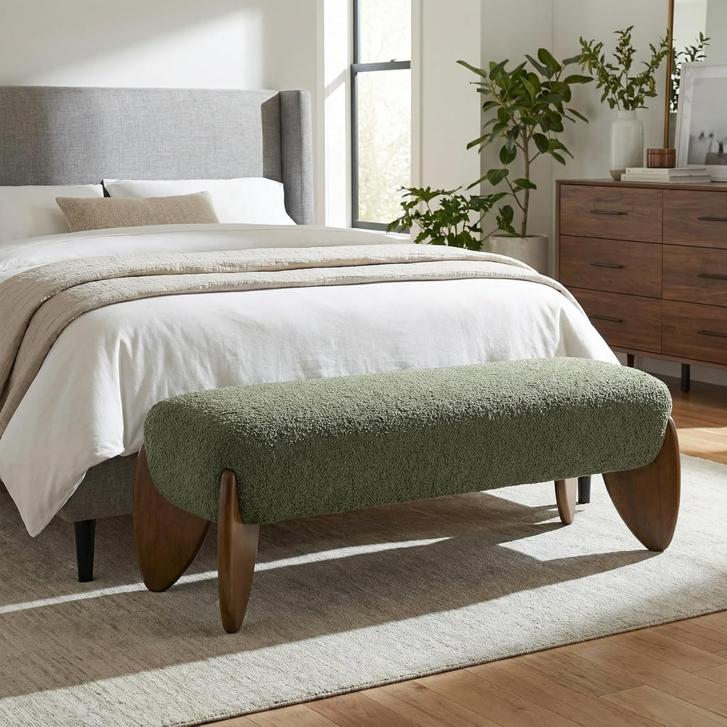 CIMOTA Modern Entryway Bench, 50" Bedroom End of Bed Bench, Green