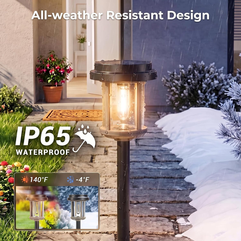 XMCOSY+ 6 Pack Solar Pathway Lights Outdoor, 20 LM Solar Lights for Garden