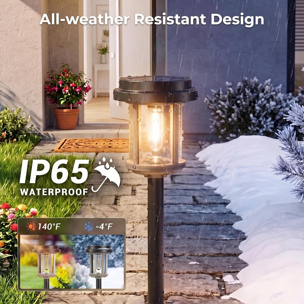 XMCOSY+ 6 Pack Solar Pathway Lights Outdoor, 20 LM Solar Lights for Garden