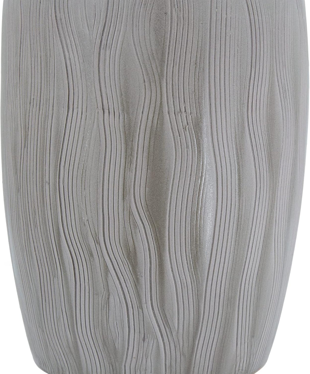 A&B Home Wave Pattern Stool - Drum Shape Ceramic Stool, Decorative Multipurpose Side Table, Living Room Bedroom Accent Table Plant Stand, 13" x 13" x 18"