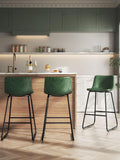 26in Bar Stools Counter Height Chairs Set of 3 (Green)