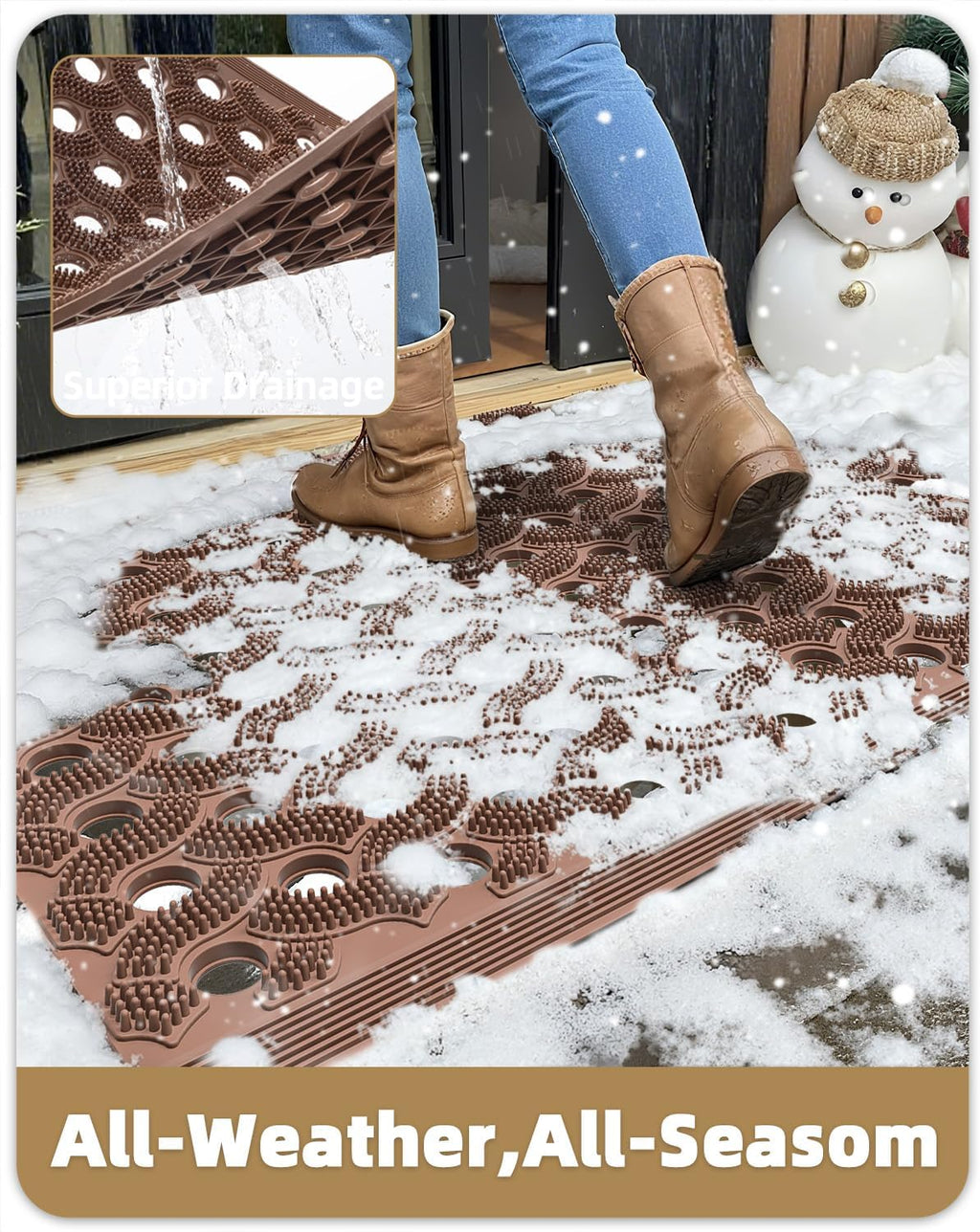 Color&Geometry Super Heavyweight TPE Welcome Mat Outdoor, 24"x36" Brown