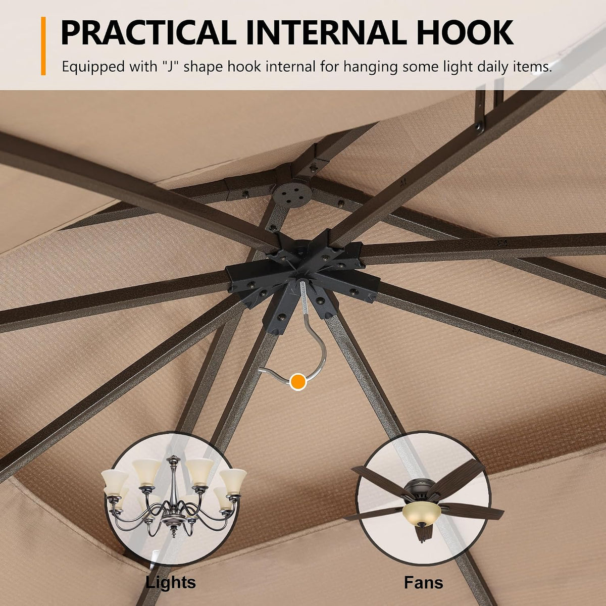 ABCCANOPY Outdoor Patio Gazebo 9x9 with Mosquito Netting, Khaki