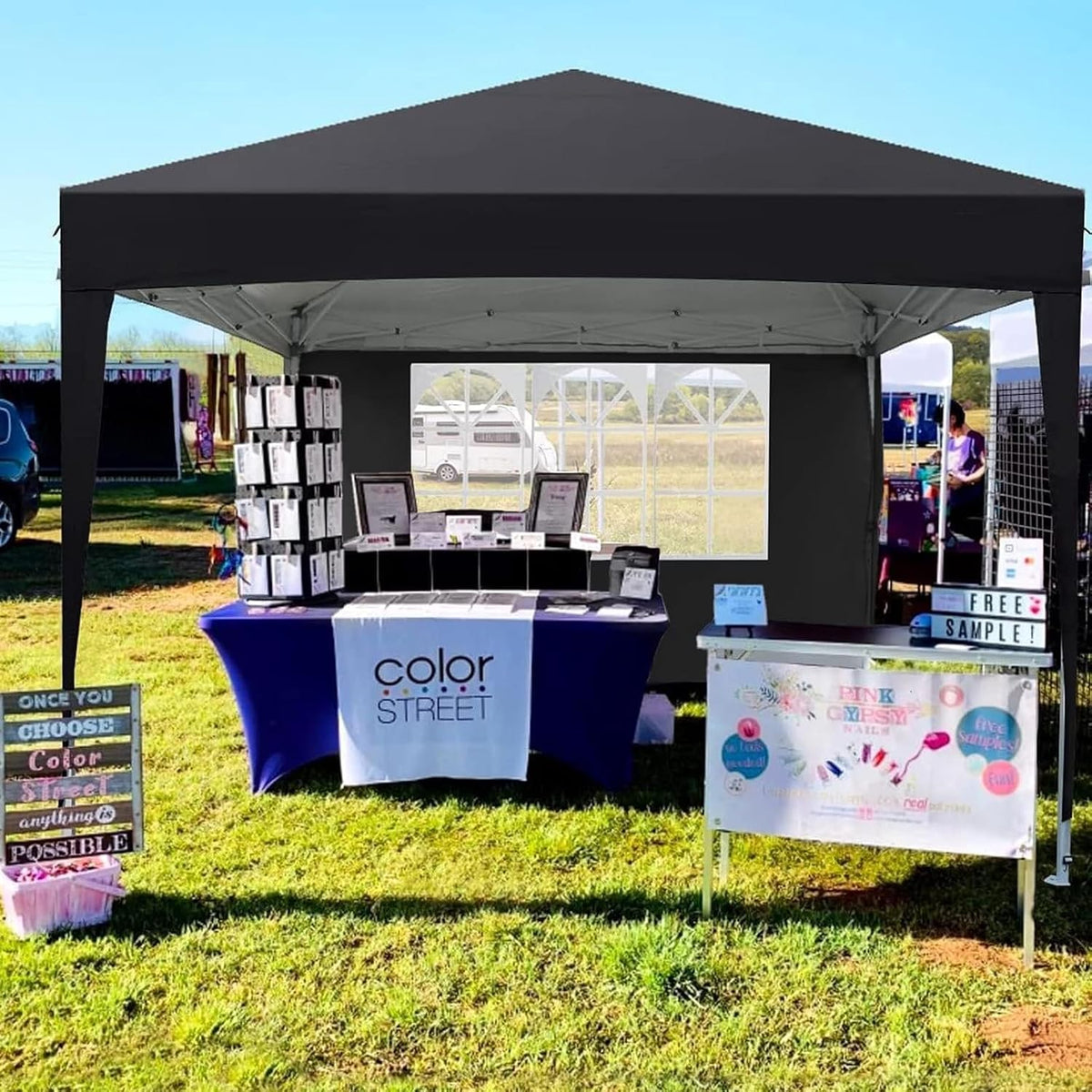 10X10 Pop Up Canopy Tent with 4 Removable Sidewalls, 1-Person Setup Canopy Tents for Parties, Events, Wedding, Outdoor Waterproof Instant Commercial Gazebo Canopy with Carry Bag