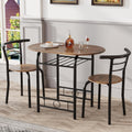 JUMMICO 3-Piece Wooden Round Table & Chair Set (Brown/Black)
