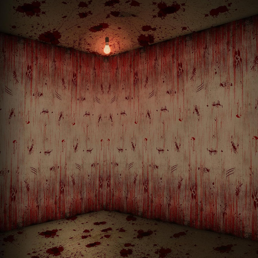 WovWeave 12 Pcs Bloody Halloween Tablecloth, Horror Theme Party Backdrop